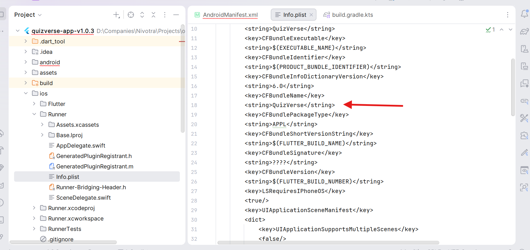 Change iOS App Name in Info.plist
