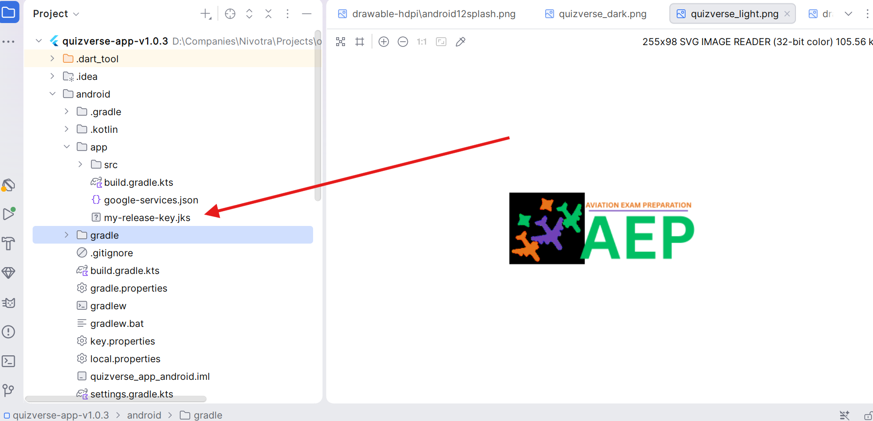 QuizVerse Android Keystore Location (android/app/my-release-key.jks)